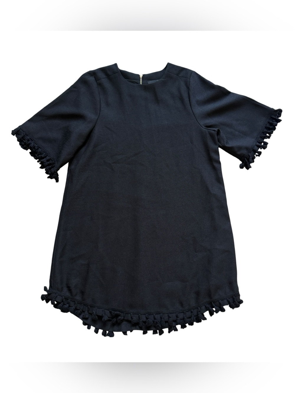 Blaque Label Black Tassel Trim Dress Boho Shift Dress Bell Sleeve M Resortwear